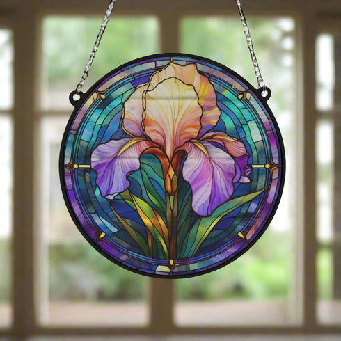 Iris Stained Glass Effect Suncatcher